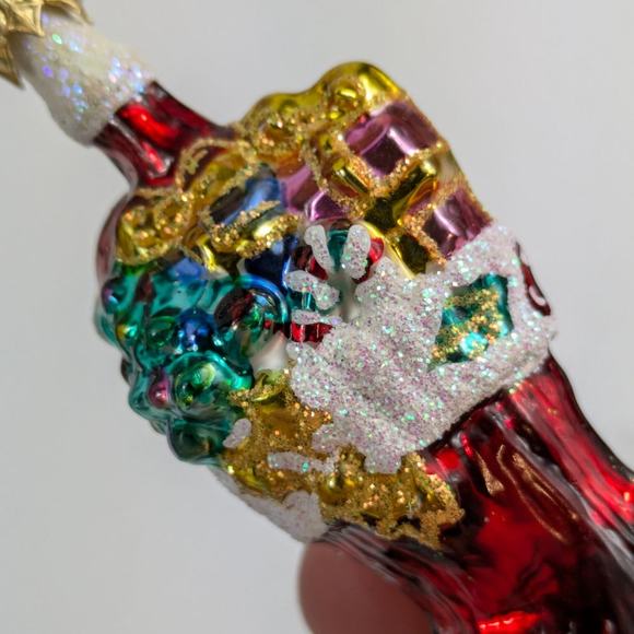 Christopher Radko Glass Christmas Ornament Handcrafted Stock And Cheer 2002 Vtg - Picture 6 of 8